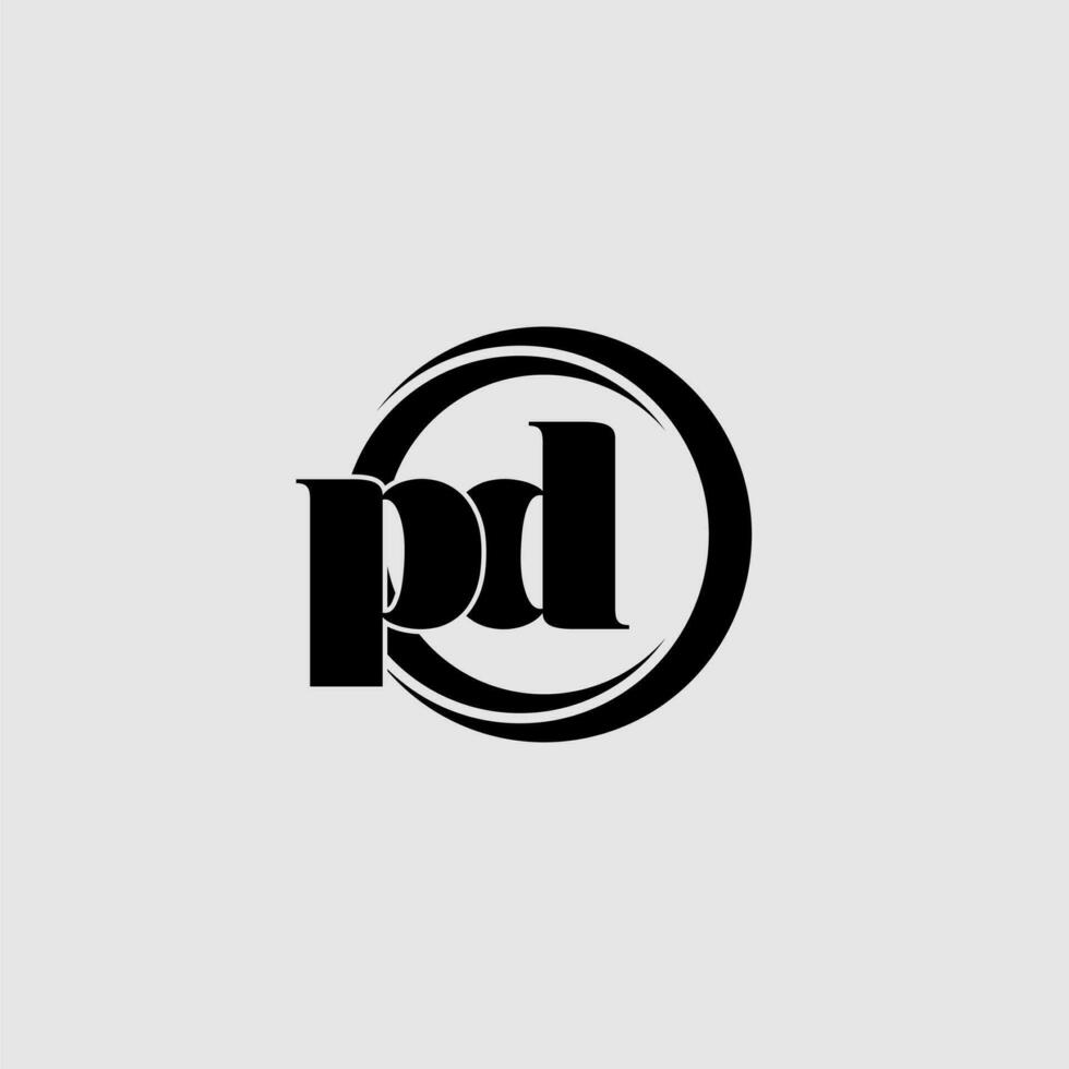 Letters PD simple circle linked line logo vector