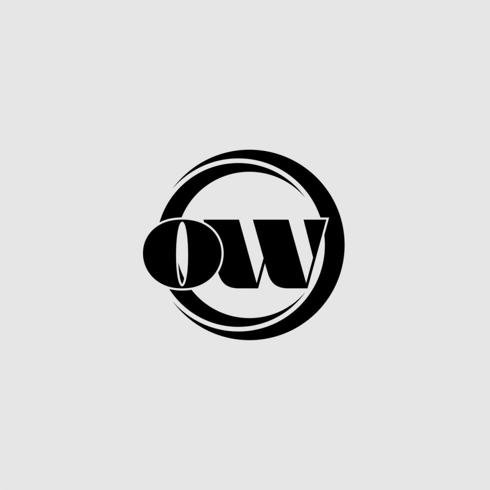 Letters OW simple circle linked line logo vector