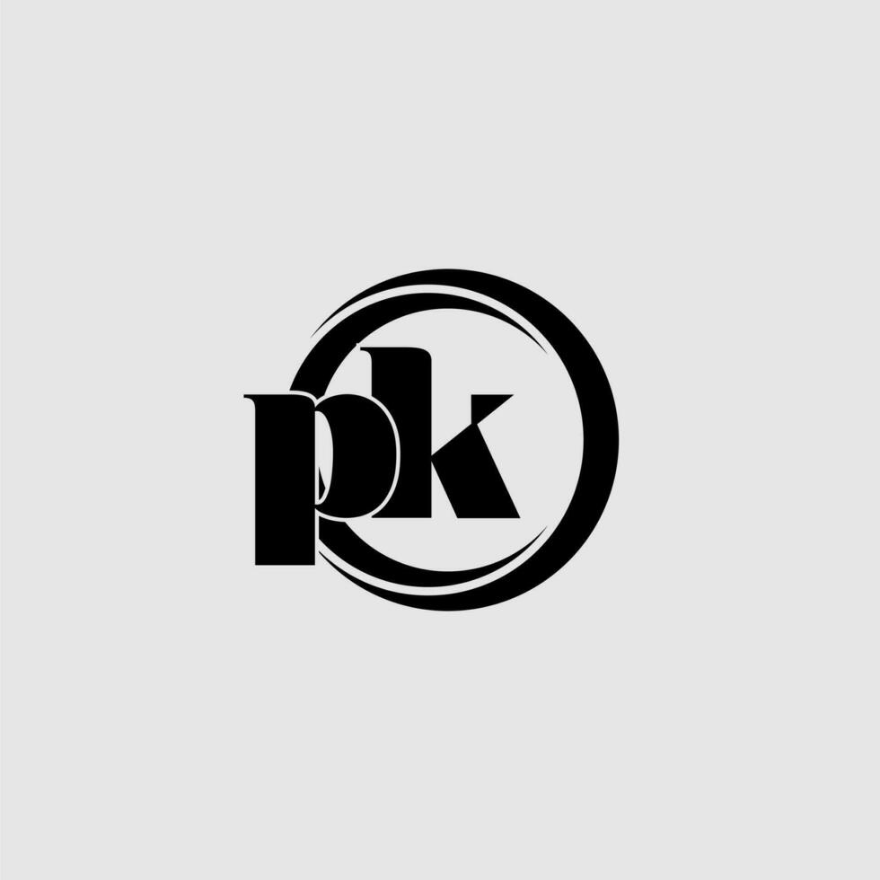 Letters PK simple circle linked line logo vector