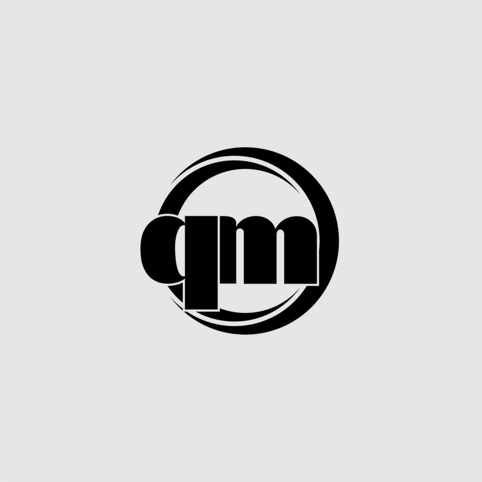 Letters QM simple circle linked line logo vector
