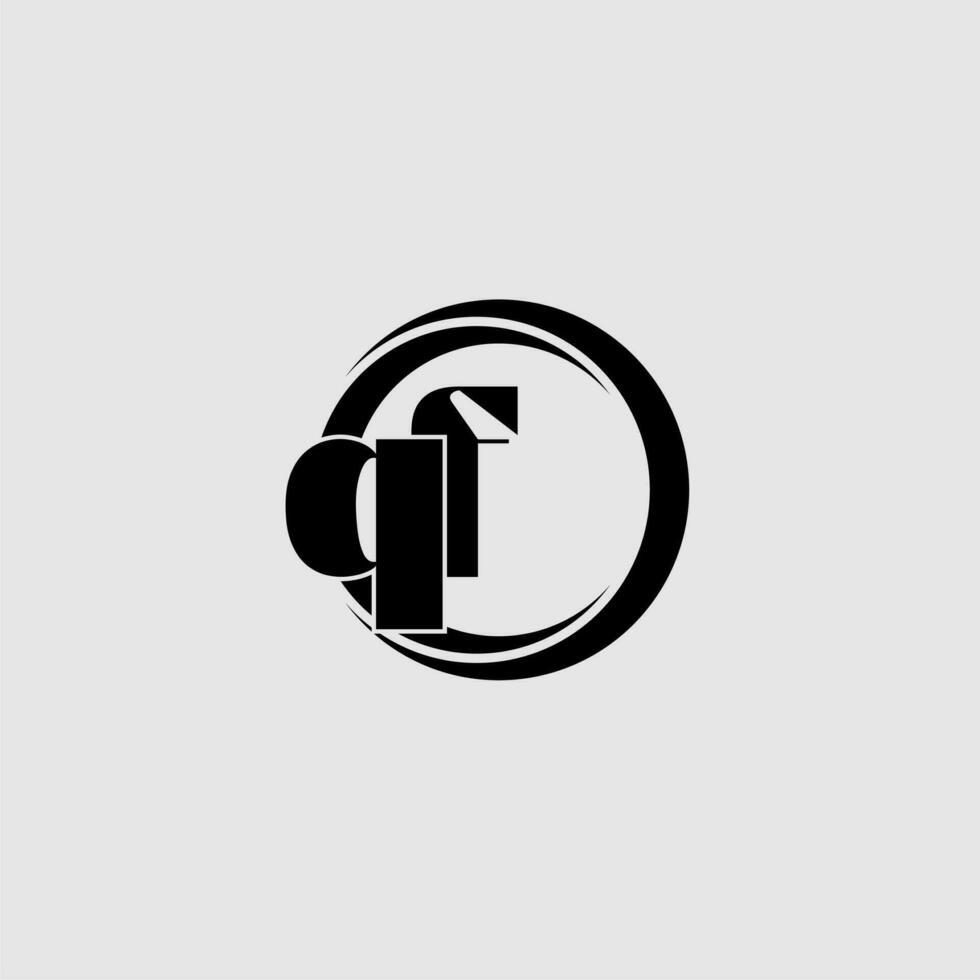 Letters QF simple circle linked line logo vector