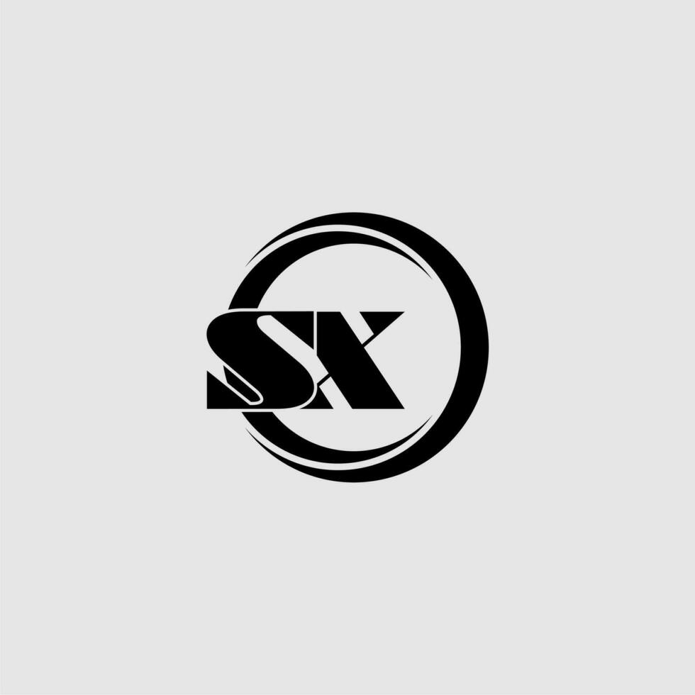 letras sx sencillo circulo vinculado línea logo vector