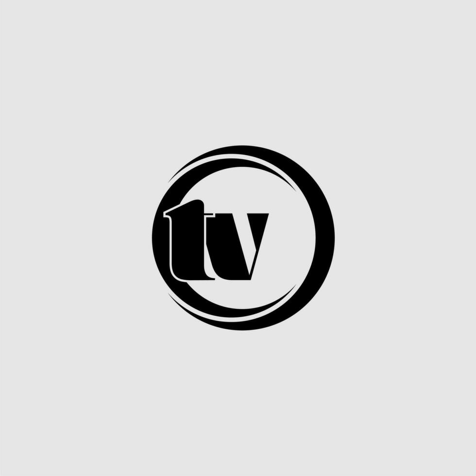 Letters TV simple circle linked line logo vector