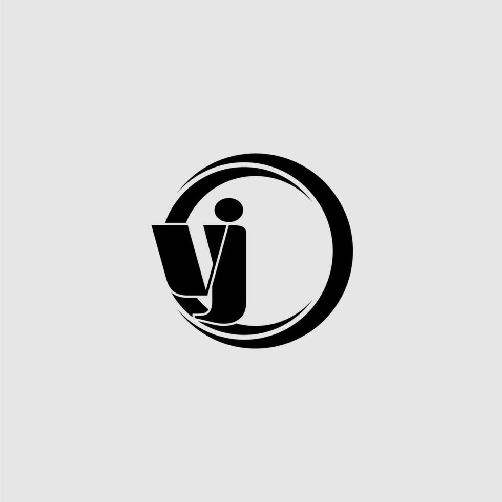 Letters VJ simple circle linked line logo vector