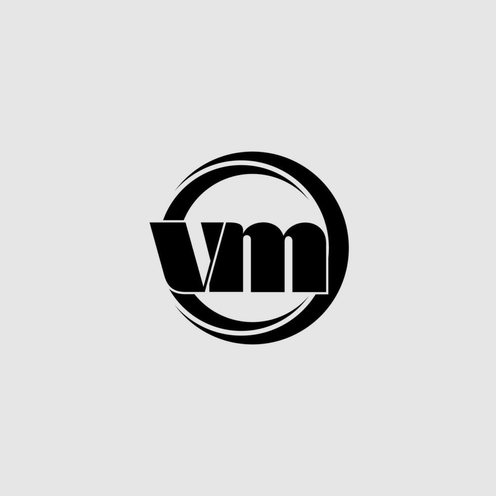 Letters VM simple circle linked line logo vector
