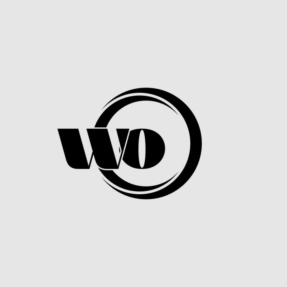 letras wo sencillo circulo vinculado línea logo vector