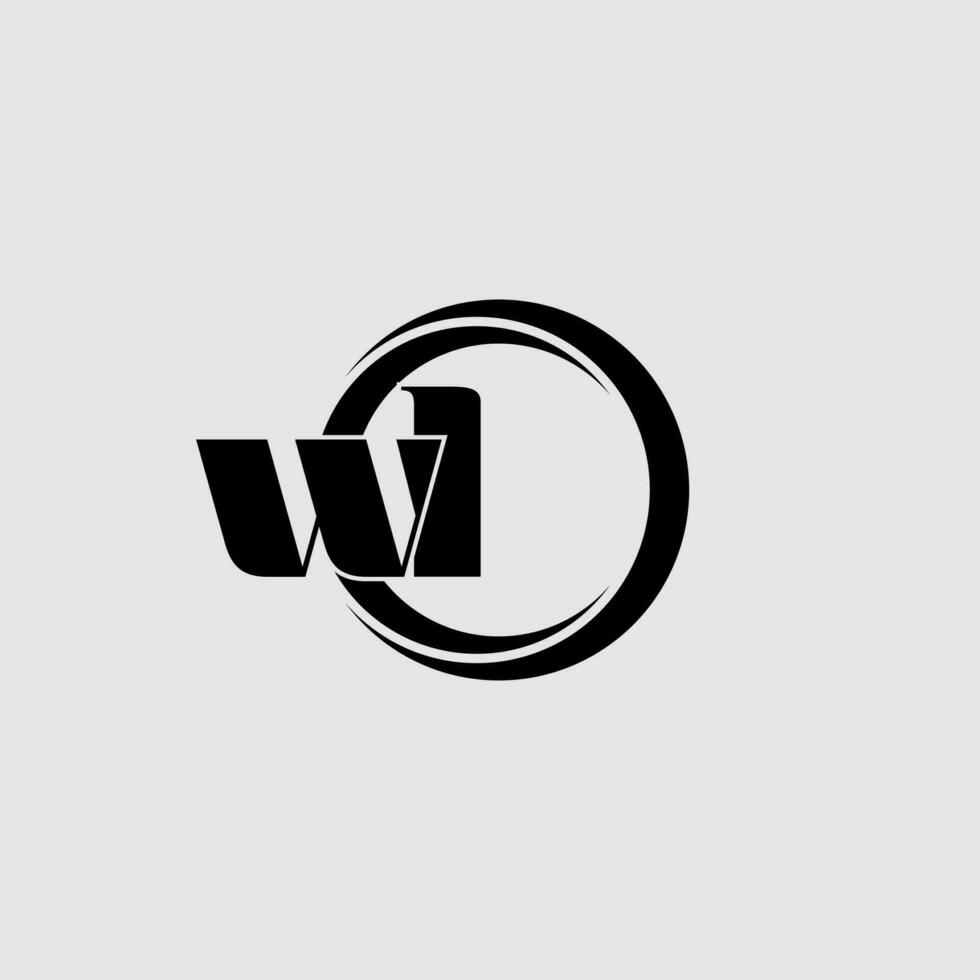 Letters WL simple circle linked line logo vector