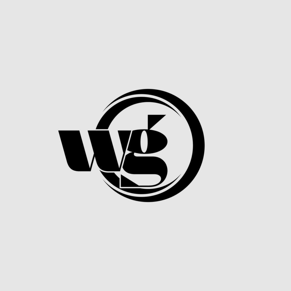 Letters WG simple circle linked line logo vector