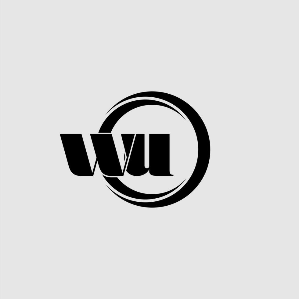 Letters WU simple circle linked line logo vector