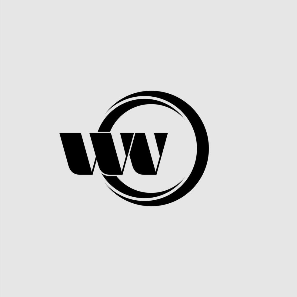 Letters WV simple circle linked line logo vector