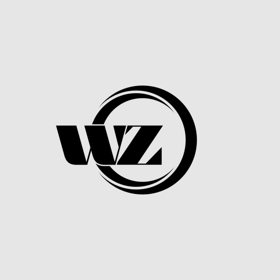 letras wz sencillo circulo vinculado línea logo vector