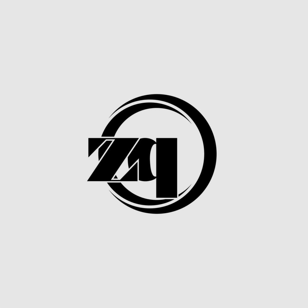 Letters ZQ simple circle linked line logo vector