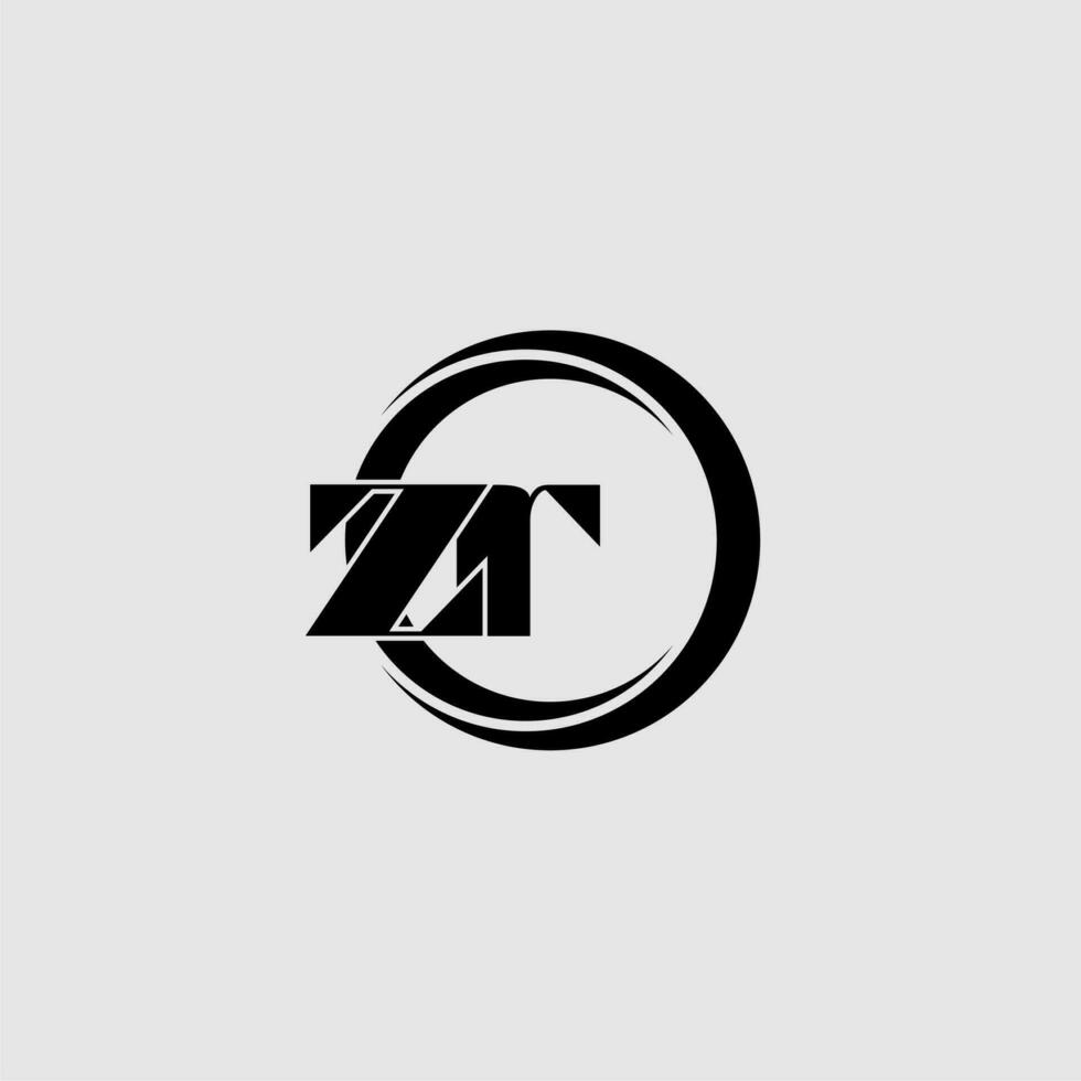 letras zr sencillo circulo vinculado línea logo vector