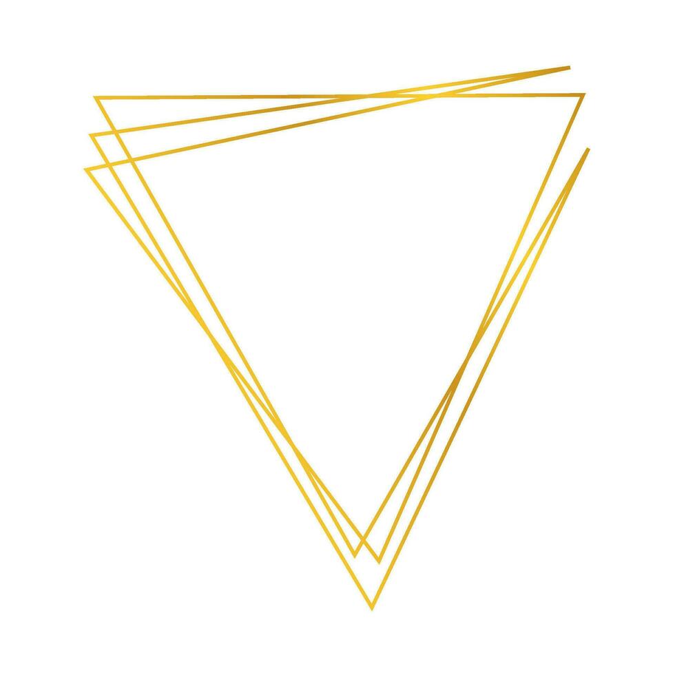 Gold geometric polygonal frame with shining effects isolated on white background. Empty glowing art deco backdrop. Vector illustration.