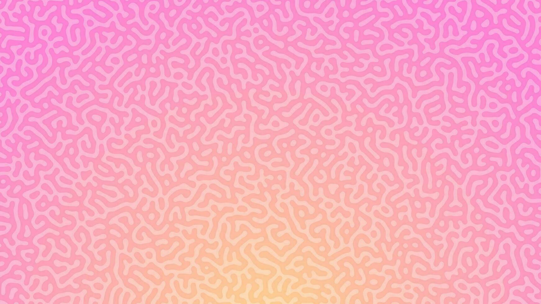 Pink Turing reaction gradient background. Abstract diffusion pattern with chaotic shapes. Vector illustration.