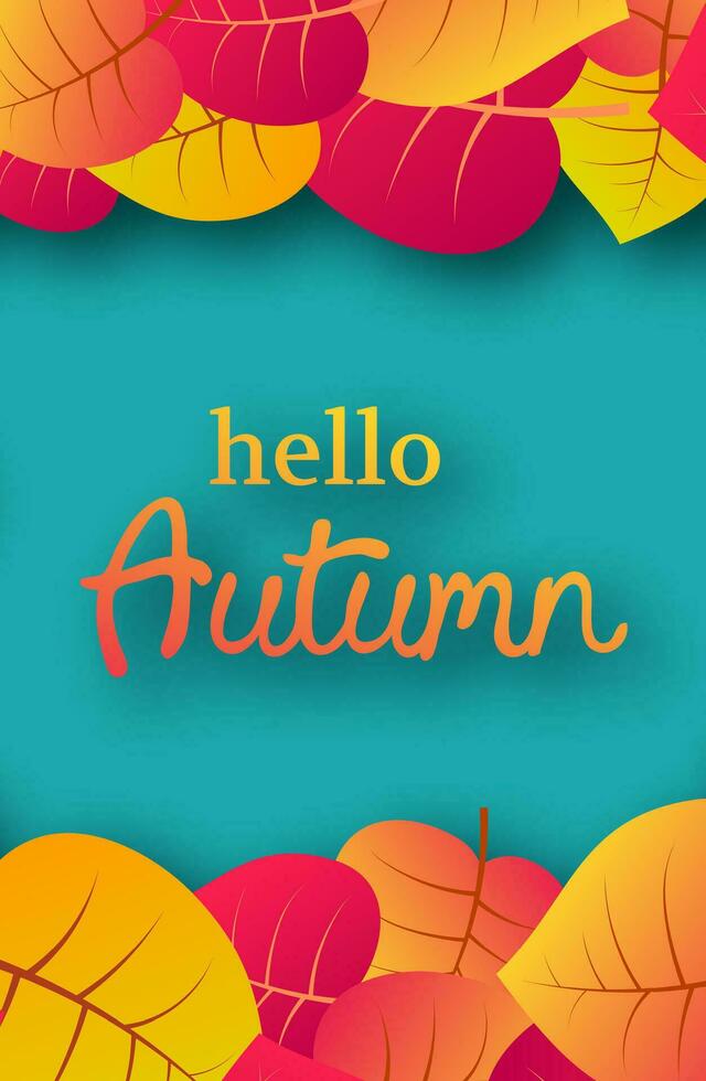 Autumn background with maple yellow leaves and place for text.  Stories banner design for fall season banner or poster. Vector illustration