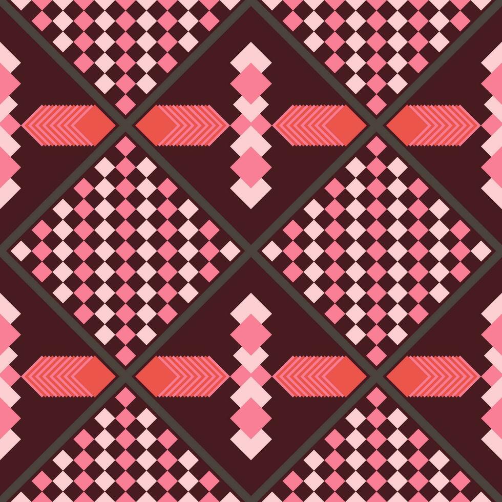 Ethnic abstract ikat.Seamless pattern in tribal.Aztec geometric pattern for vibrant color.Colorful geometric embroidery for textiles,fabric,clothing,background,batik,knitwear,fashion vector