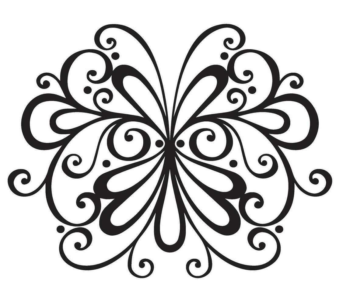 Flower Vines Vector Design in Black and White