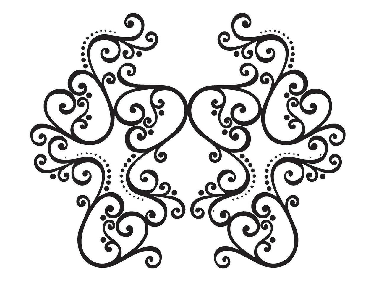 Flower Vines Vector Design in Black and White