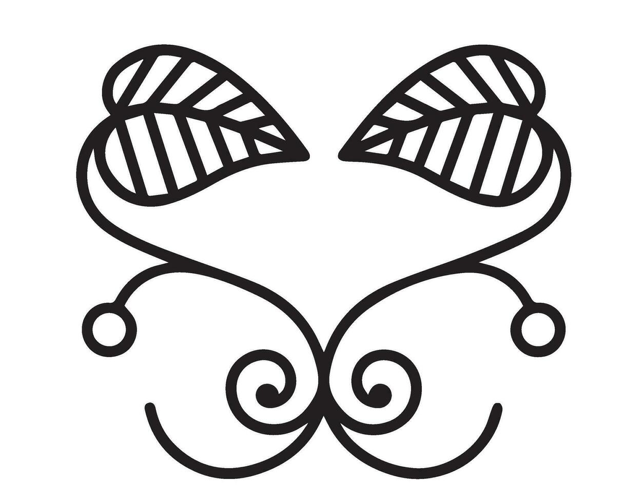 Flower Vines Vector Design in Black and White