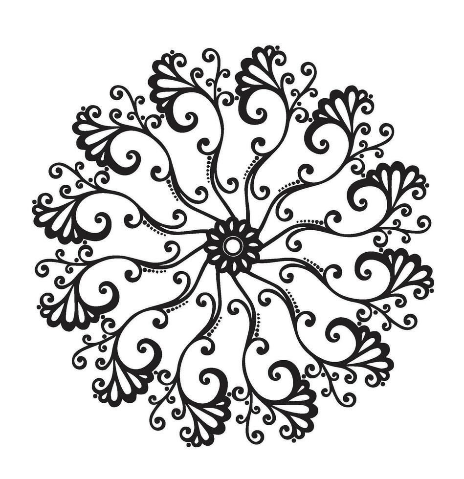 Flower Vines Vector Design in Black and White