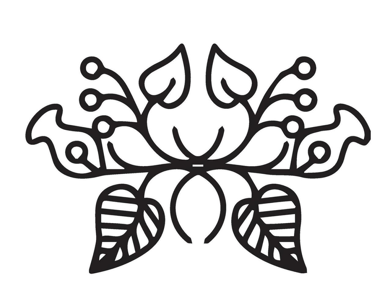 Flower Vines Vector Design in Black and White