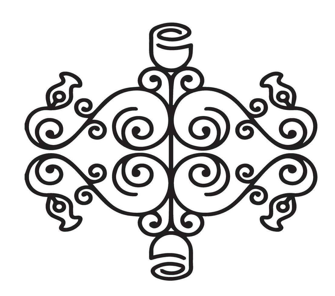 Flower Vines Vector Design in Black and White