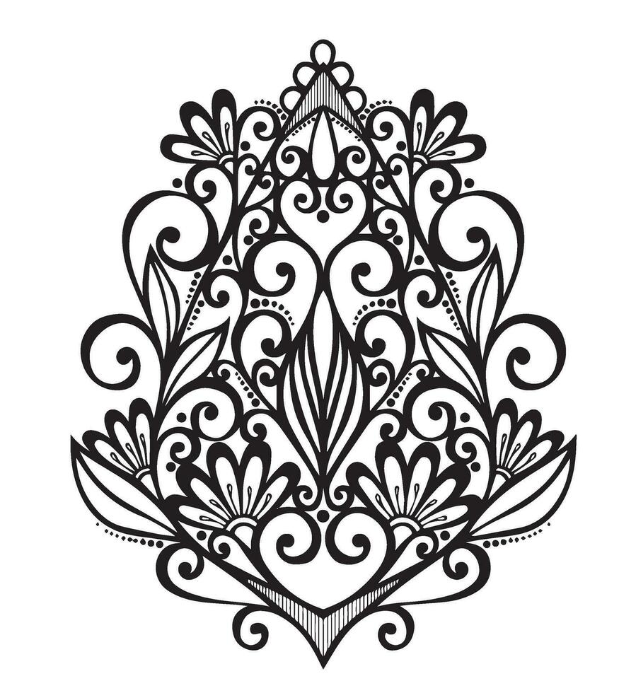 Flower Vines Vector Design in Black and White