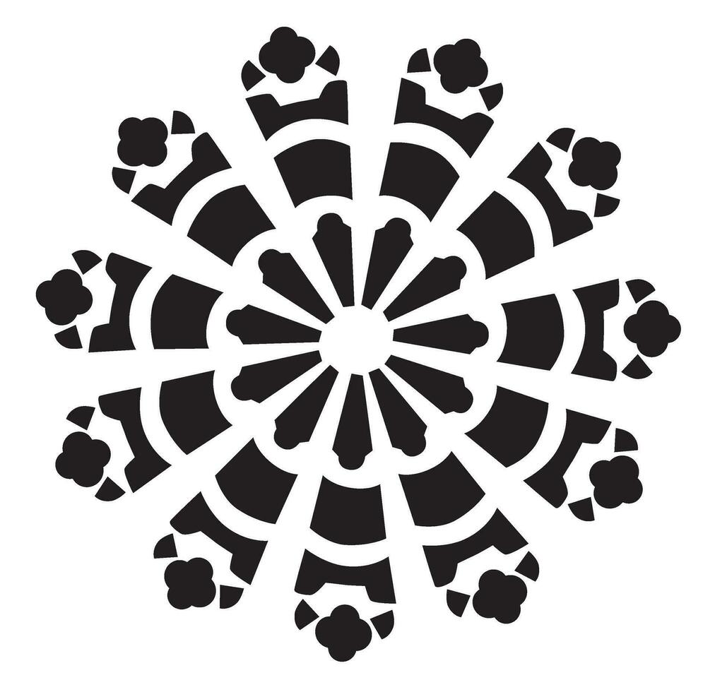 Flower Vines Vector Design in Black and White