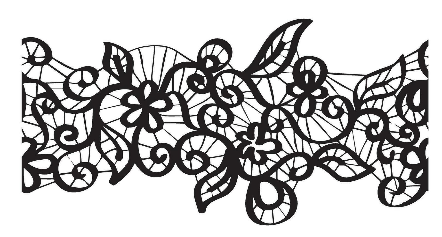 Flower Vines Vector Design in Black and White