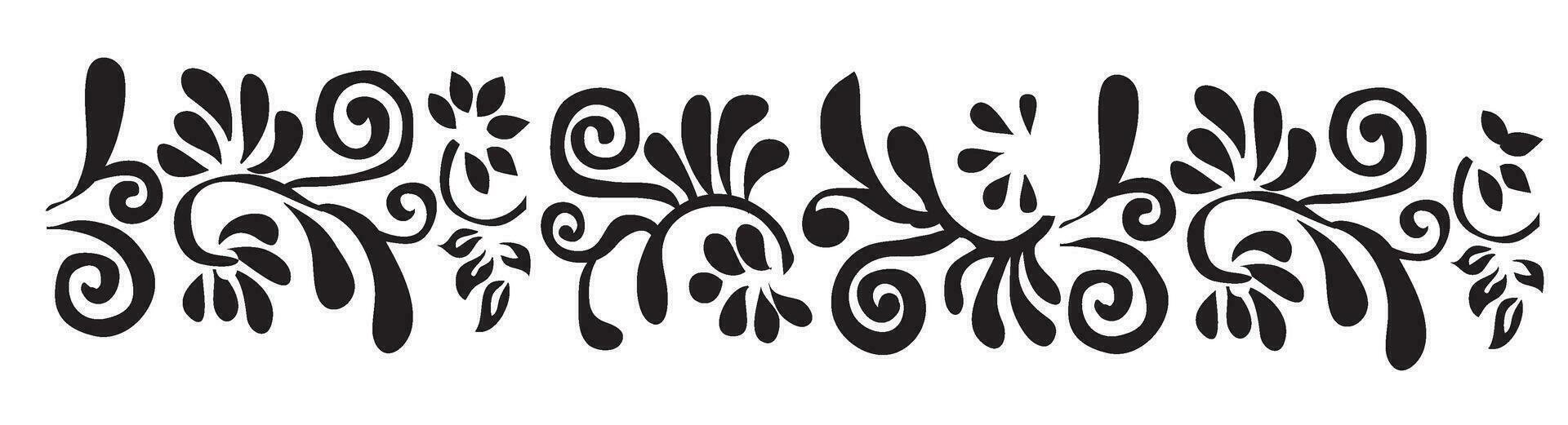 Flower Vines Vector Design in Black and White