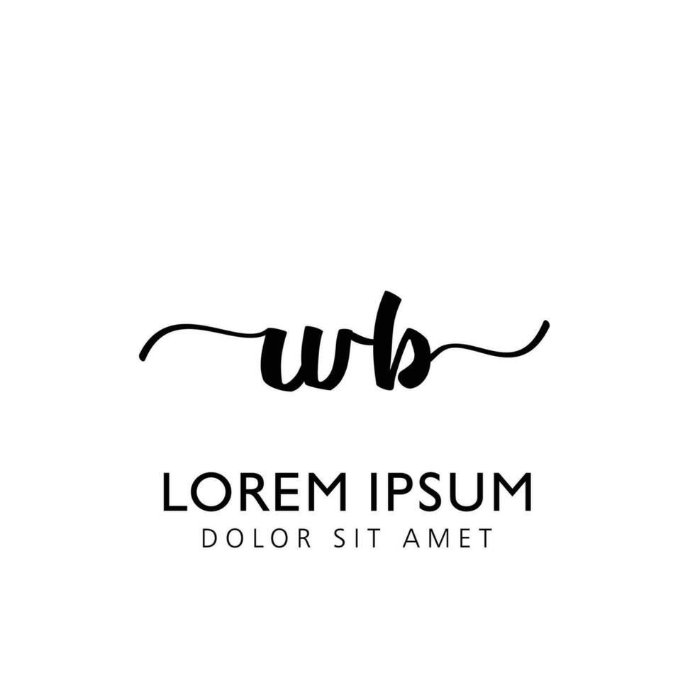 WB Initial Handwriting Template Design vector