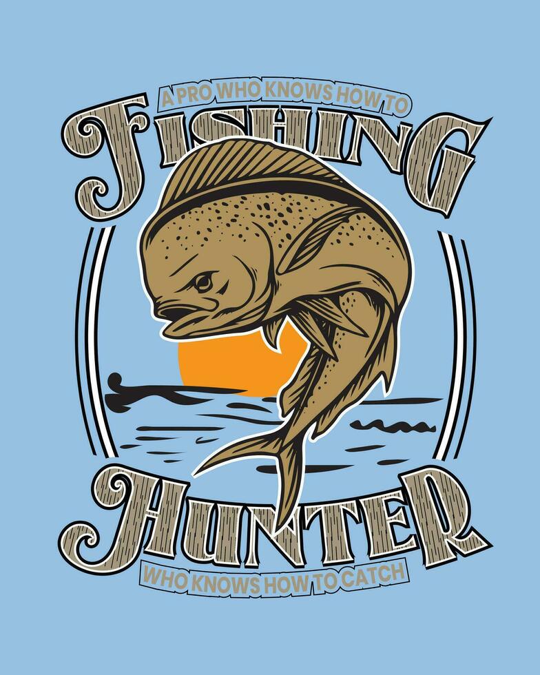 diseño de camiseta de pesca vector