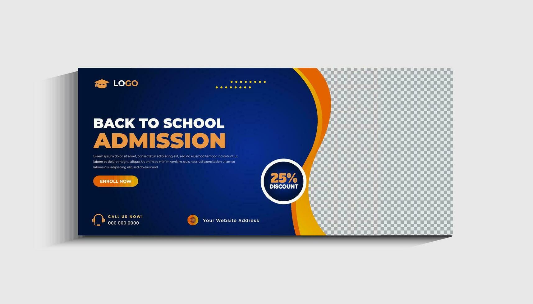 School Admission or back to school Social Media cover Template Design vector