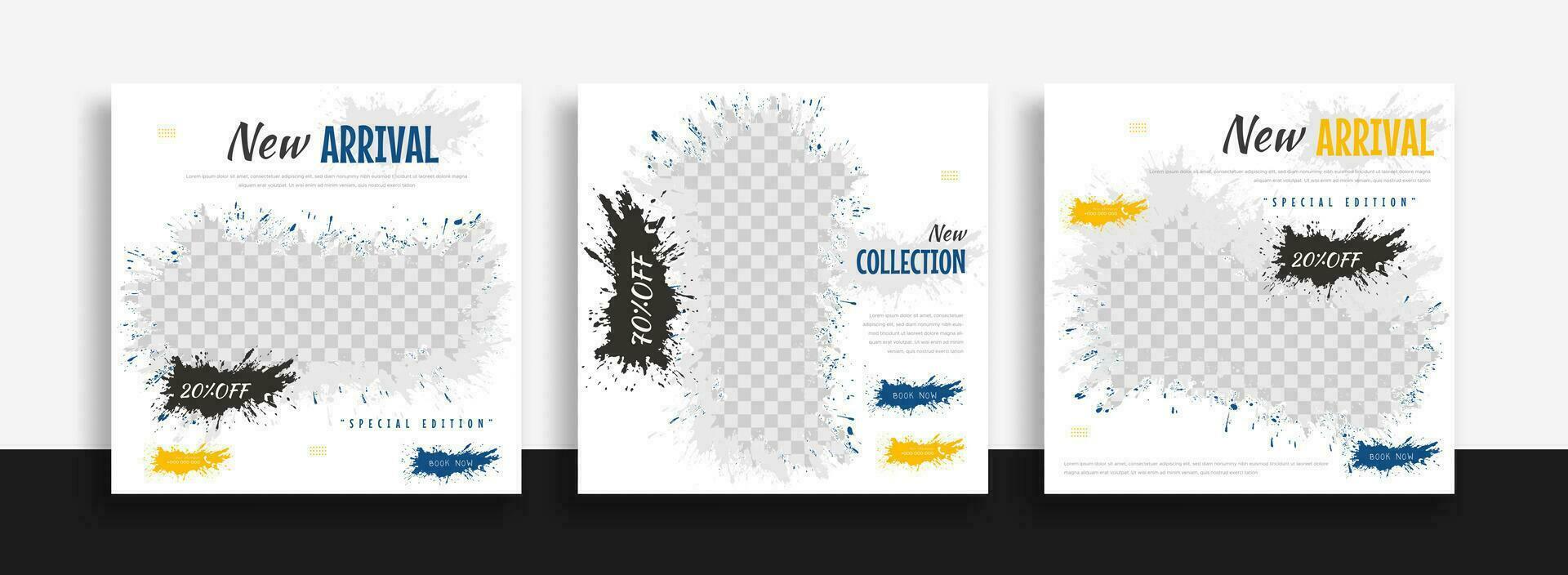 Set of Editable minimal square banner template.  background color with geometric shapes for social media post and web internet ads. Vector illustration