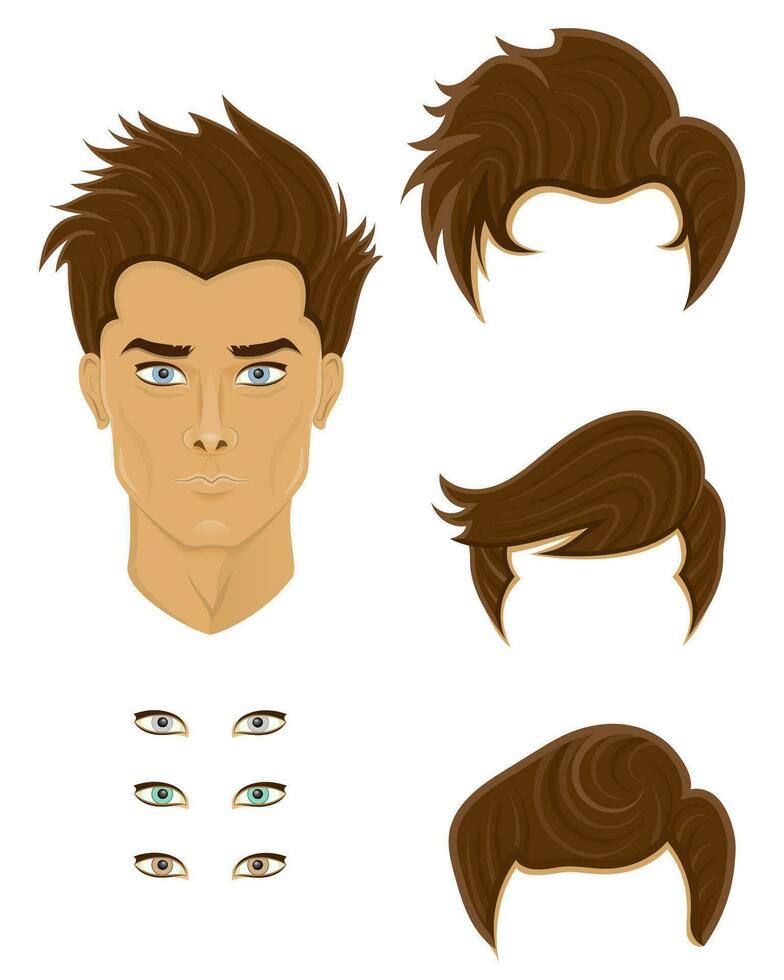 face young man with different hairstyles vector illustration isolated on white background