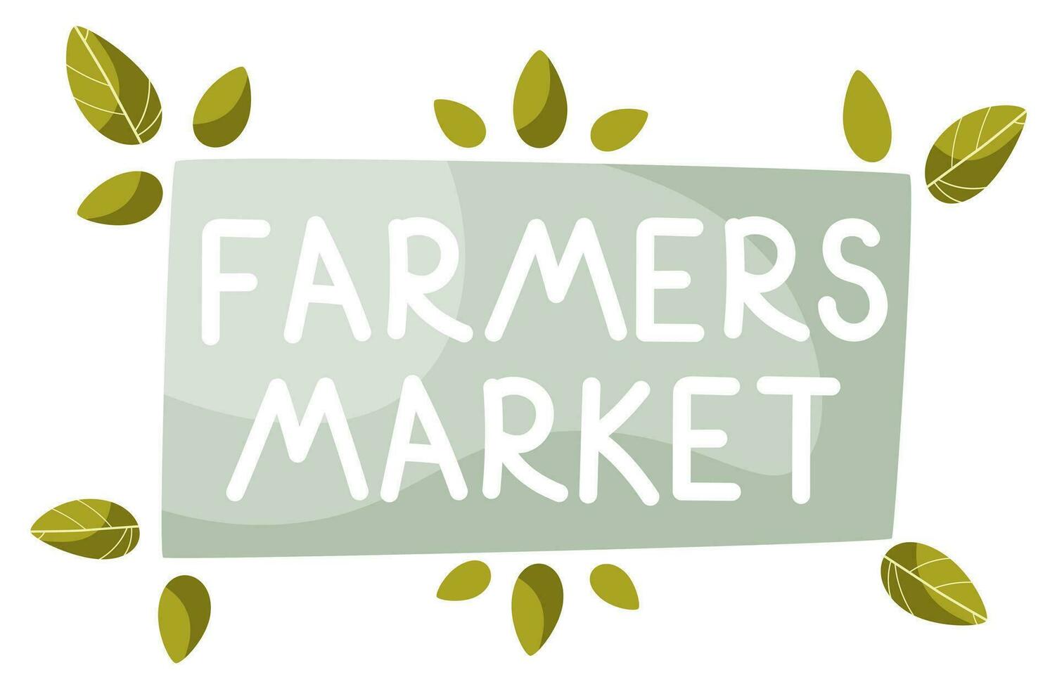 Farmer's market labels. Suitable for advertising, signage, packaging, corporate identity and web design. Farm fresh. The inscription farmer's market on a blue background, decorated with leaves. vector