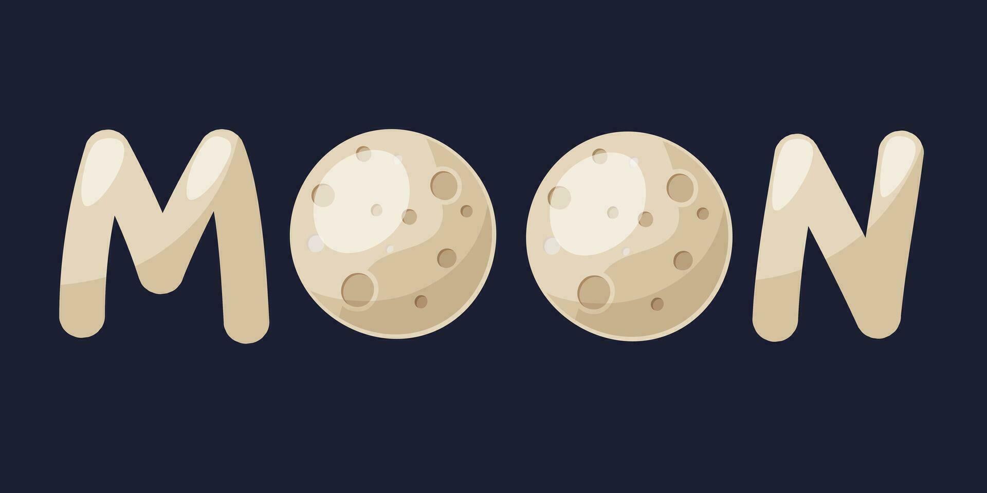 el imagen de el lleno Luna en el palabra Luna. letras de el palabra