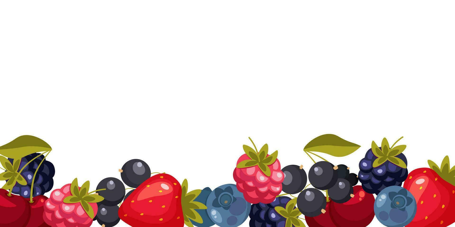 template, frame of raspberries, blackberries, blueberries, currants, blueberries, strawberries. vector illustration. free white circle for tex