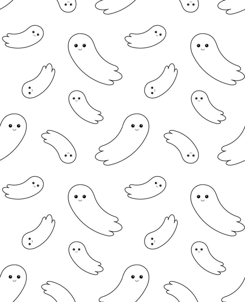 Vector seamless pattern of hand drawn ghost