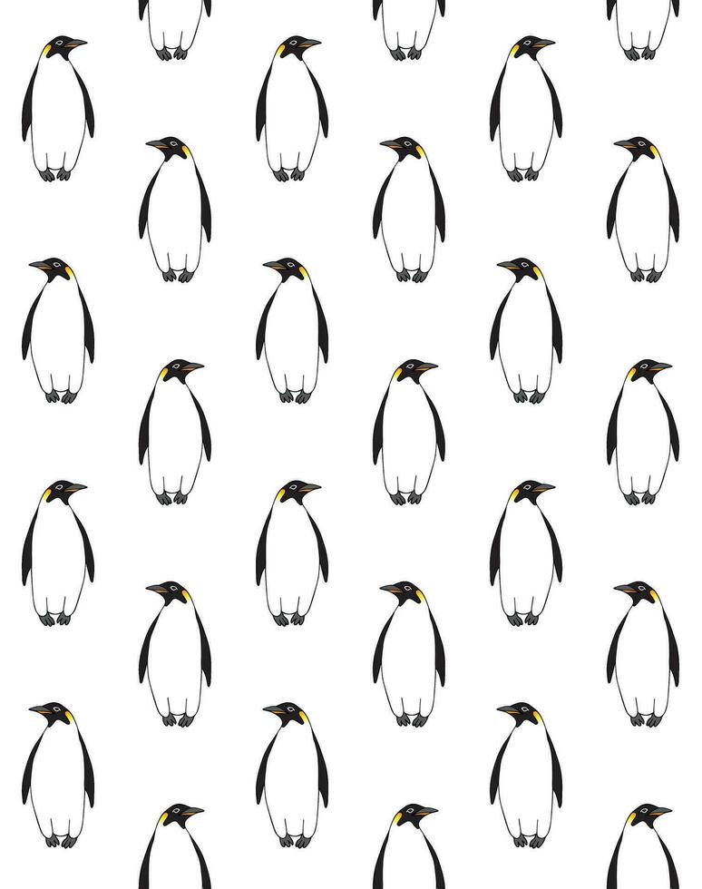 Vector seamless pattern of emperor penguin