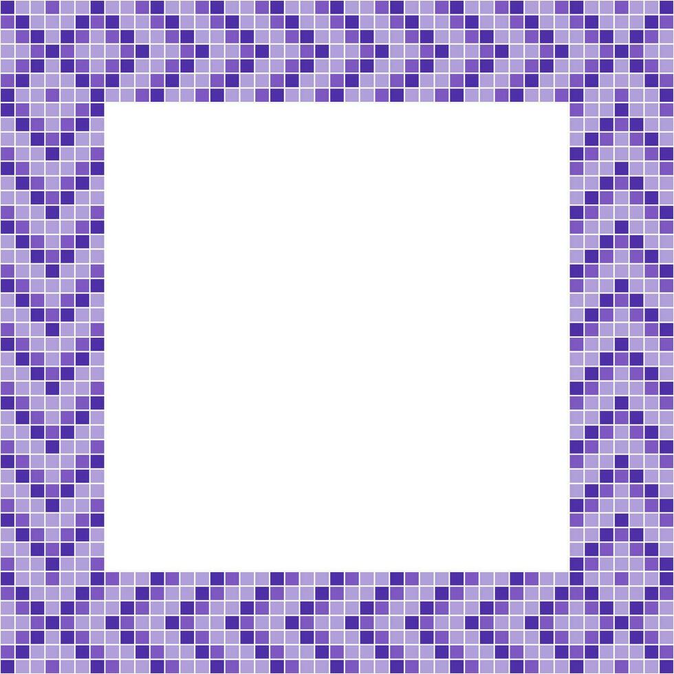 Purple tile frame, Mosaic tile frame or background, Tile background, Seamless pattern, Mosaic seamless pattern, Mosaic tiles texture or background. Bathroom wall tiles, swimming pool tiles. vector