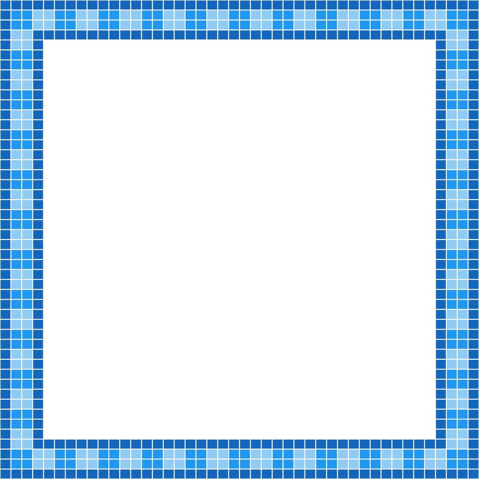 Blue tile frame, Mosaic tile frame or background, Tile background, Seamless pattern, Mosaic seamless pattern, Mosaic tiles texture or background. Bathroom wall tiles, swimming pool tiles. vector