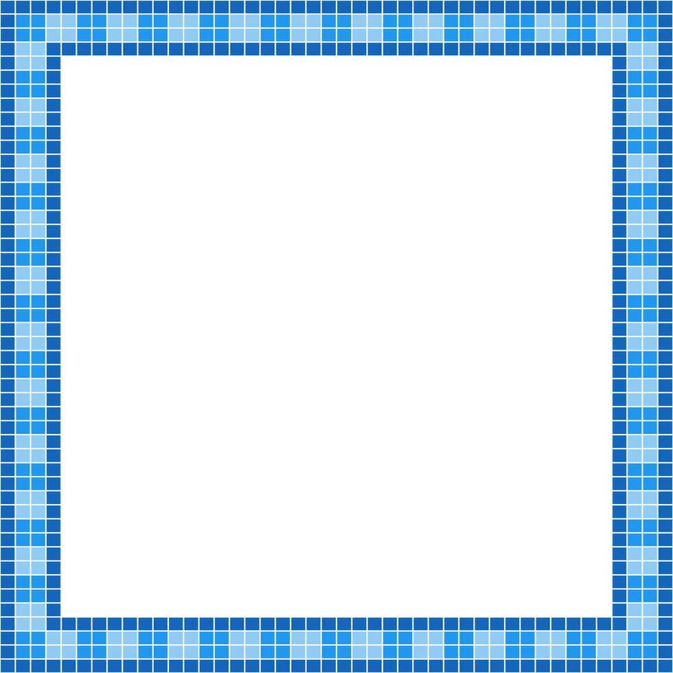 Blue tile frame, Mosaic tile frame or background, Tile background, Seamless pattern, Mosaic seamless pattern, Mosaic tiles texture or background. Bathroom wall tiles, swimming pool tiles. vector