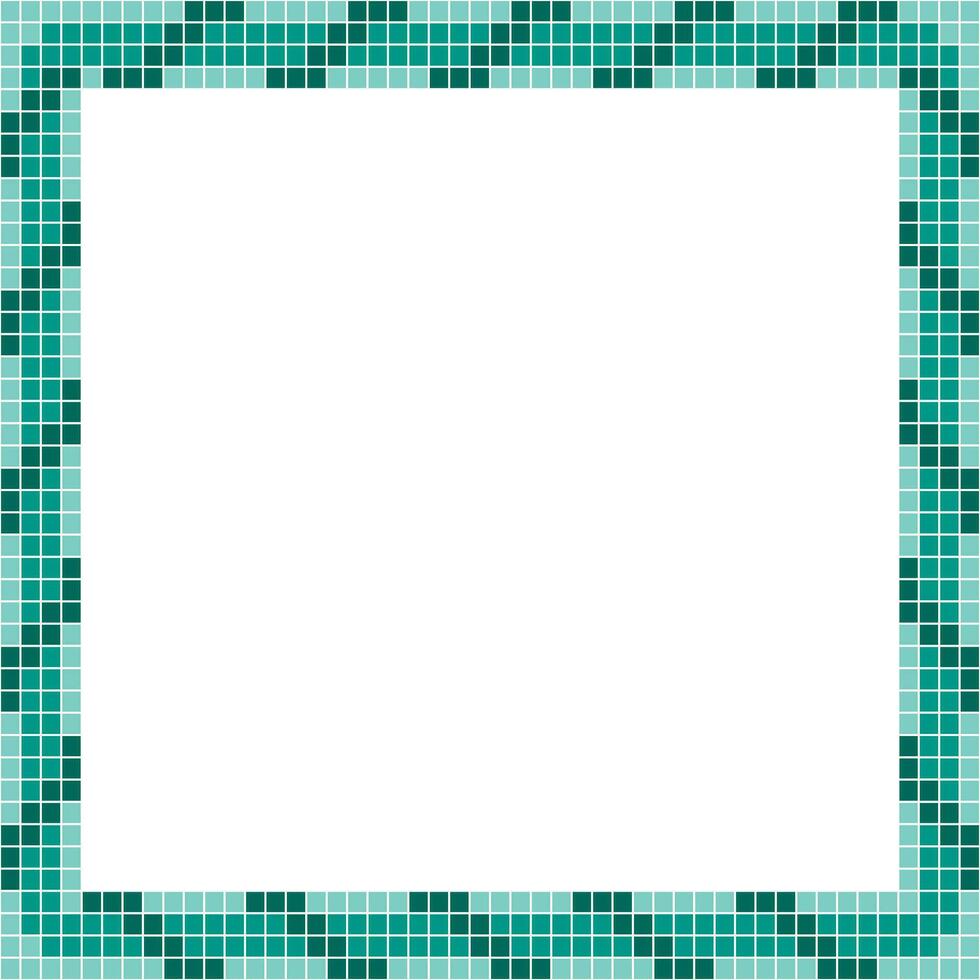 Green tile frame, Mosaic tile frame or background, Tile background, Seamless pattern, Mosaic seamless pattern, Mosaic tiles texture or background. Bathroom wall tiles, swimming pool tiles. vector
