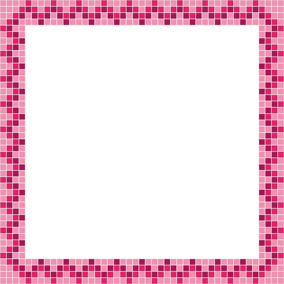 Pink tile frame, Mosaic tile frame or background, Tile background, Seamless pattern, Mosaic seamless pattern, Mosaic tiles texture or background. Bathroom wall tiles, swimming pool tiles. vector