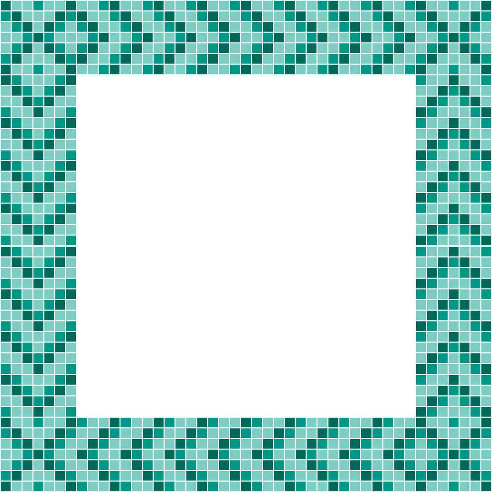 Green tile frame, Mosaic tile frame or background, Tile background, Seamless pattern, Mosaic seamless pattern, Mosaic tiles texture or background. Bathroom wall tiles, swimming pool tiles. vector