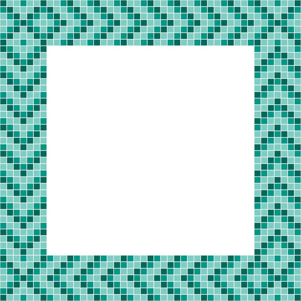 Green tile frame, Mosaic tile frame or background, Tile background, Seamless pattern, Mosaic seamless pattern, Mosaic tiles texture or background. Bathroom wall tiles, swimming pool tiles. vector