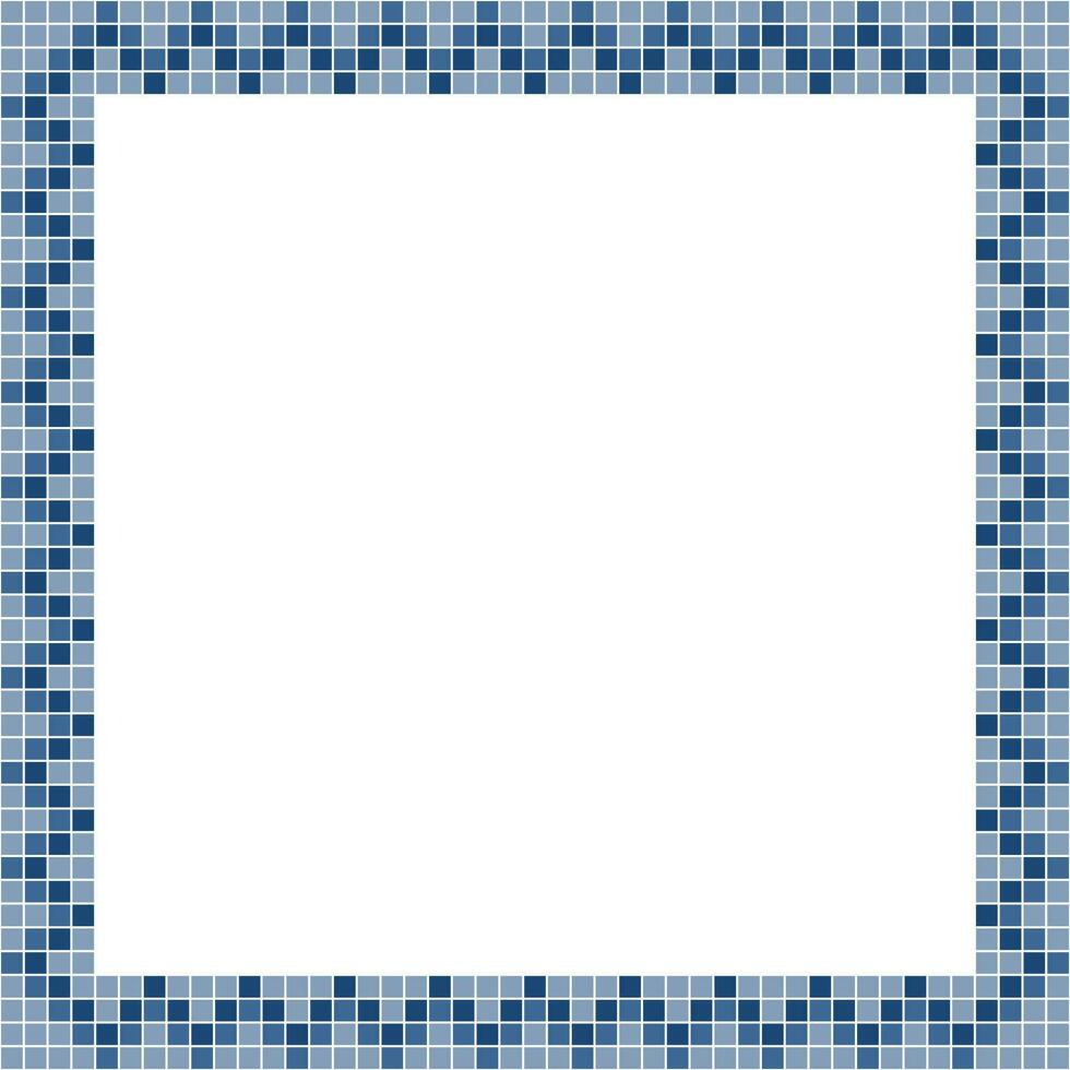 Navy blue tile frame, Mosaic tile frame or background, Tile background, Seamless pattern, Mosaic seamless pattern, Mosaic tiles texture or background. Bathroom wall tiles, swimming pool tiles. vector