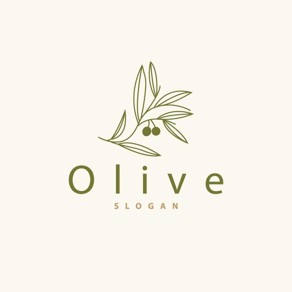 Olive Oil Logo Premium Design Fresh Plant Garden Simple Minimalist Templet Symbol Illustration vector